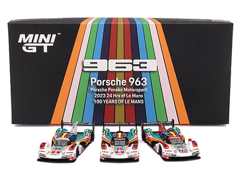 Porsche 963 "Porsche Penske Motorsport" 24 Hours of Le Mans (2023) Set of 3 Cars Limited Edition to 3000 pieces Worldwide 1/64 Diecast Model Car by Mini GT