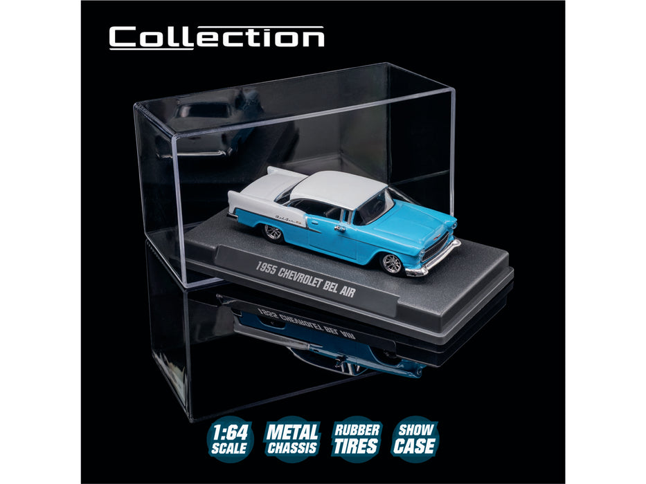 1955 Chevrolet Bel Air Blue and White "Collection" Series 1/64 Diecast Model Car by Majorette