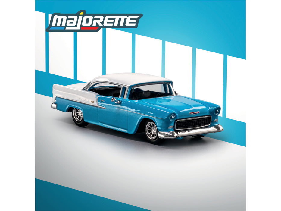 1955 Chevrolet Bel Air Blue and White "Collection" Series 1/64 Diecast Model Car by Majorette
