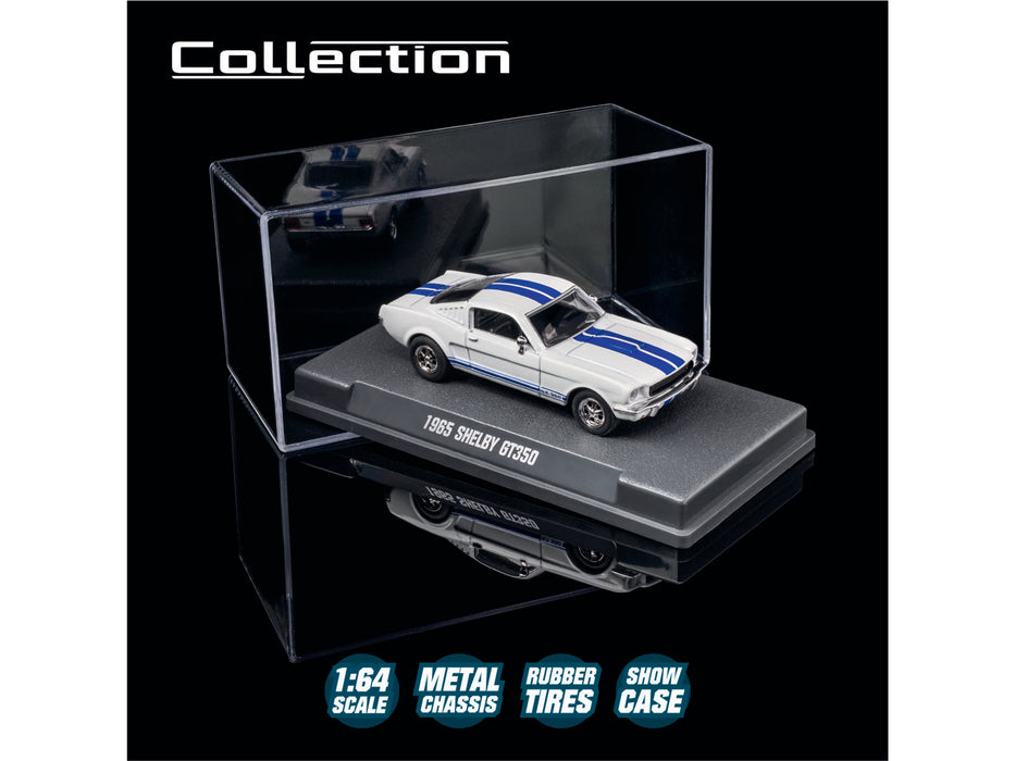 1965 Shelby GT350 White with Blue Stripes "Collection" Series 1/64 Diecast Model Car by Majorette