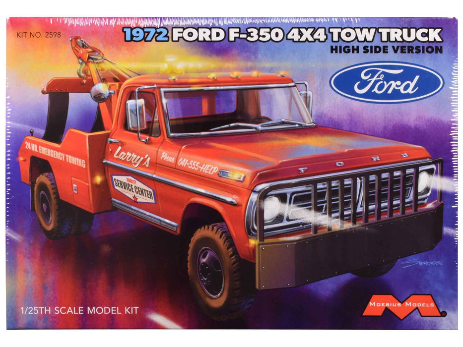 Skill 3 Model Kit 1972 Ford F-350 4x4 Tow Truck High Side Version 1/25 Scale Model by Moebius