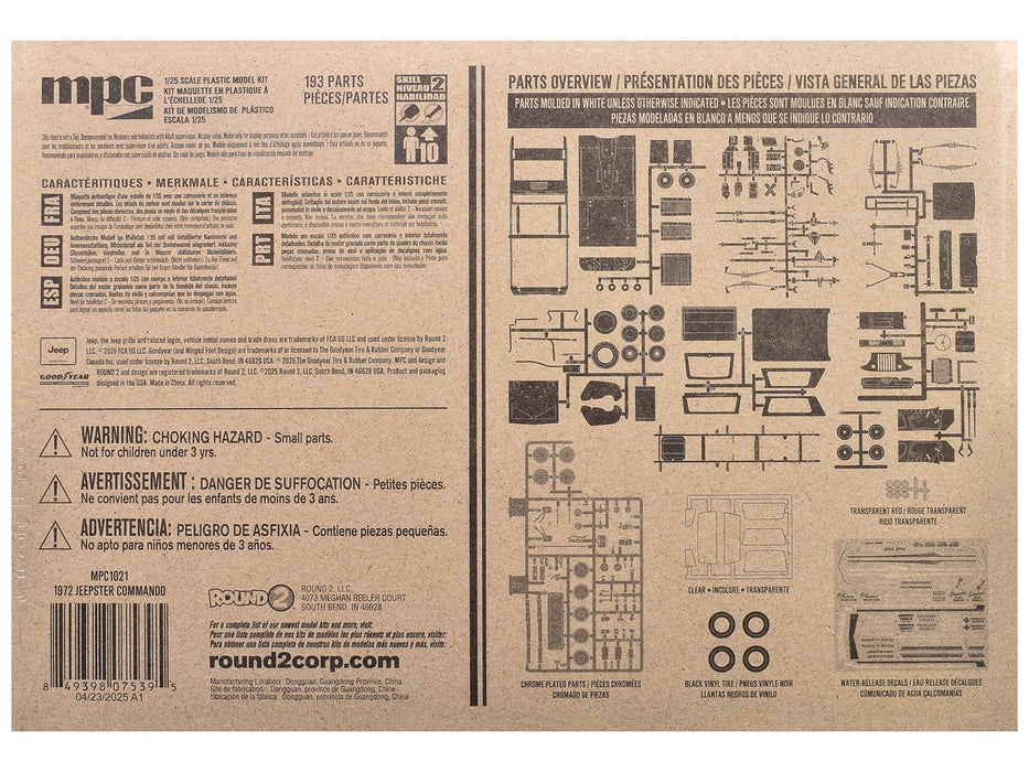 Skill 2 Model Kit 1972 Jeep Jeepster Commando 1/25 Scale Model by MPC