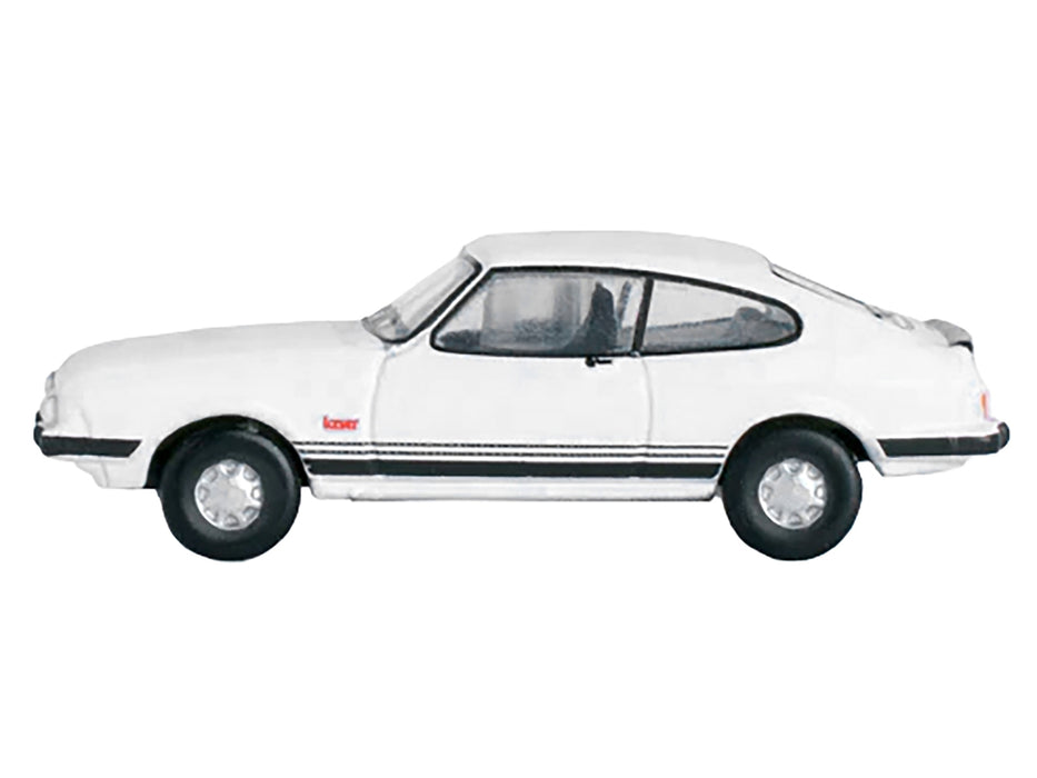 Ford Capri Mk3 RHD (Right Hand Drive) Diamond White with Black Stripes 1/148 (N) Scale Diecast Model Car by Oxford Diecast