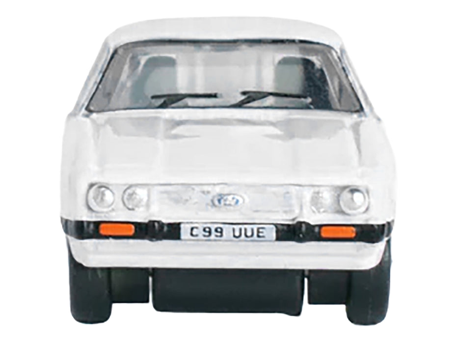 Ford Capri Mk3 RHD (Right Hand Drive) Diamond White with Black Stripes 1/148 (N) Scale Diecast Model Car by Oxford Diecast