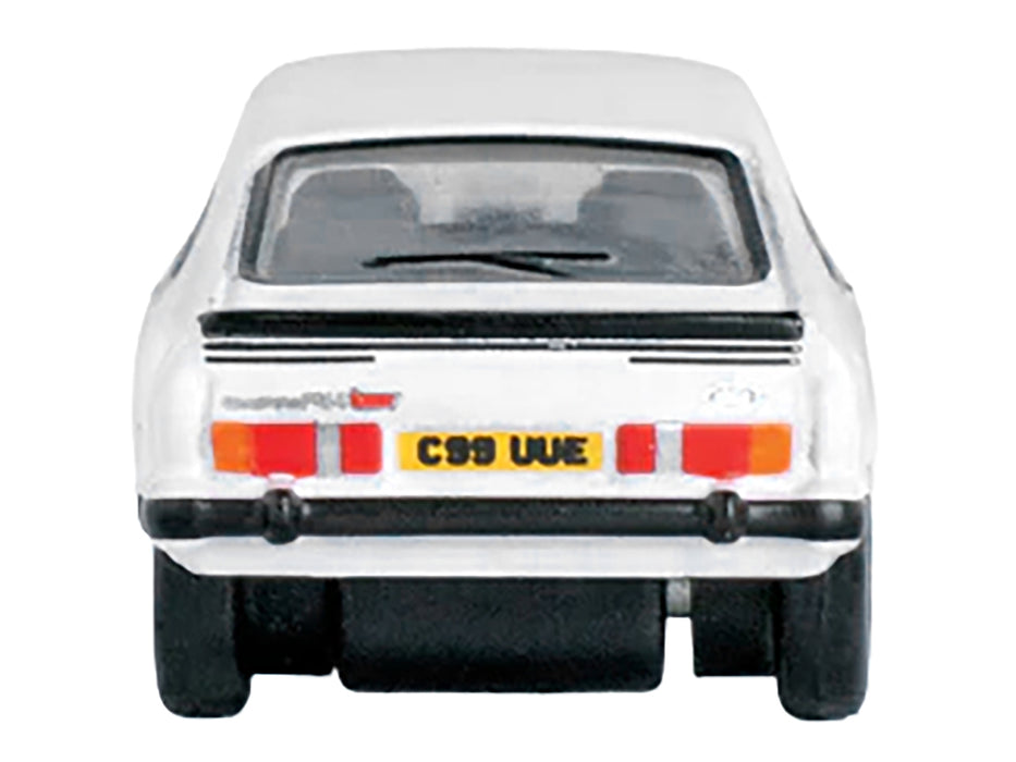 Ford Capri Mk3 RHD (Right Hand Drive) Diamond White with Black Stripes 1/148 (N) Scale Diecast Model Car by Oxford Diecast