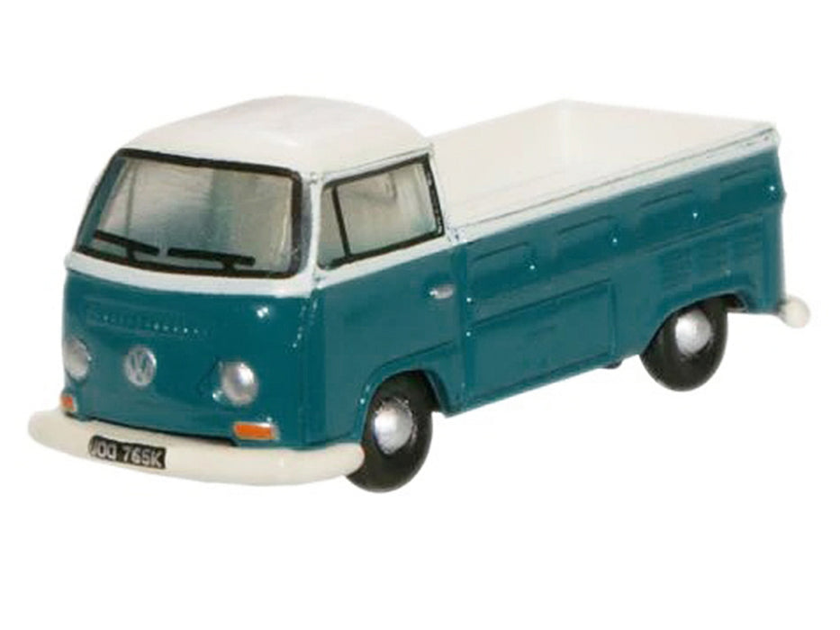 Volkswagen T2 Pickup Truck Emerald Green and Arkona White 1/148 (N) Scale Diecast Model Car by Oxford Diecast