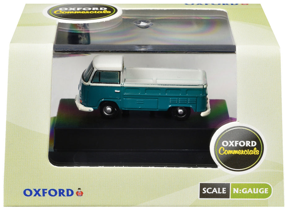 Volkswagen T2 Pickup Truck Emerald Green and Arkona White 1/148 (N) Scale Diecast Model Car by Oxford Diecast
