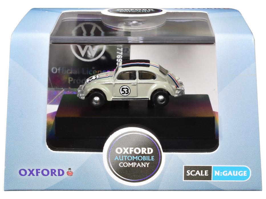 Volkswagen Beetle #53 Beige with Stripes and Black Top 1/148 (N) Scale Diecast Model Car by Oxford Diecast