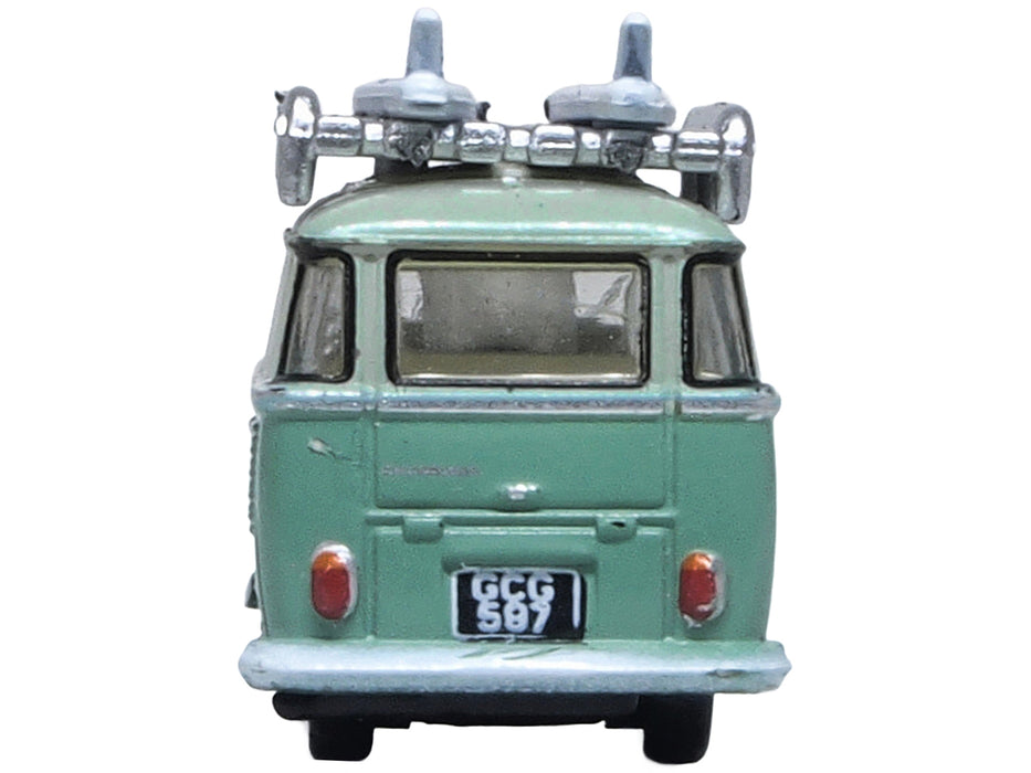 Volkswagen T1 Samba Bus RHD (Right Hand Drive) Green Two-Tone with Surfboards on Roof Rack 1/148 (N) Scale Diecast Model Car by Oxford Diecast
