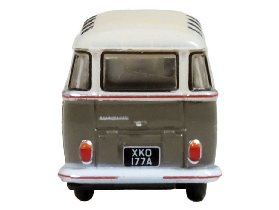 Volkswagen T1 Samba Bus Mouse Grey and Pearl White with Red Stripes 1/148 (N) Scale Diecast Model Car by Oxford Diecast