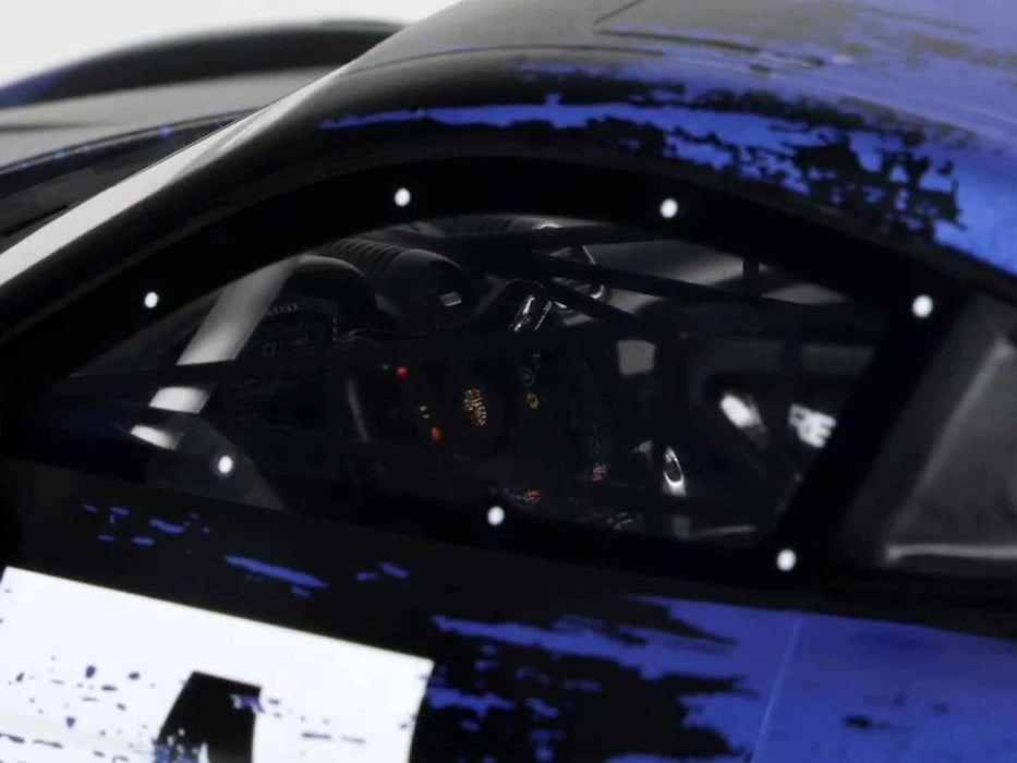 2021 Porsche Cayman 718 GT4 RS Clubsport #4 Black with Blue Graphics Limited Edition to 999 pieces Worldwide 1/18 Model Car by Otto Mobile