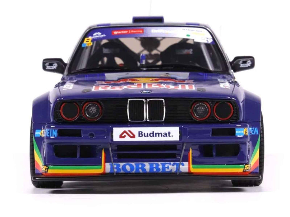 2023 BMW E30 V8 Drift "Red Bull Driftbrothers" Blue and Silver with Graphics Limited Edition to 3000 pieces Worldwide 1/18 Model Car by Otto Mobile