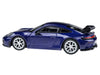 2025 Porsche 911 GT3 (992.2) Gentian Blue Metallic with Carbon Stripe 1/64 Diecast Model Car by Paragon Models