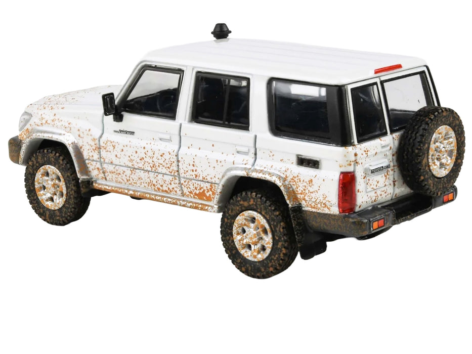 2014 Toyota Land Cruiser 76 White (Dirty Off Road Effect) 1/64 Diecast Model Car by Paragon Models