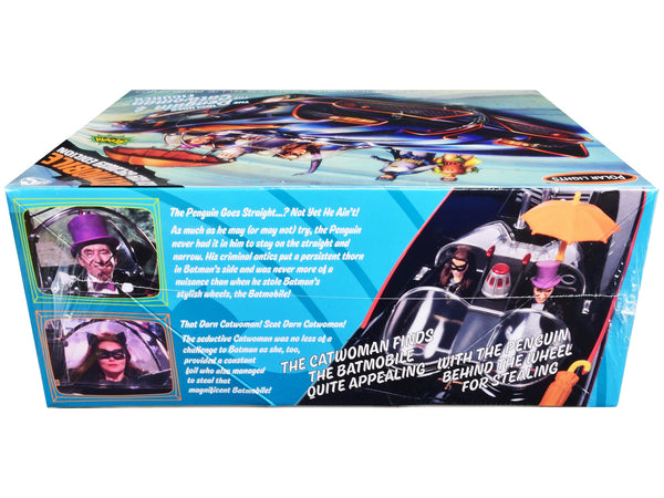 Skill 2 Model Kit 1966 Batmobile "Bad Guy Getaway Edition" with Penguin and Catwoman Figures "Batman" (1966-1968) TV Series 1/25 Scale Model by Polar Lights - Miniature Motors