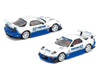 Mazda RX7 RE-Amemiya RHD (Right Hand Drive) #62 White and Blue with Graphics "Enigma Exclusive Edition" 1/64 Diecast Model Car by Pop Race