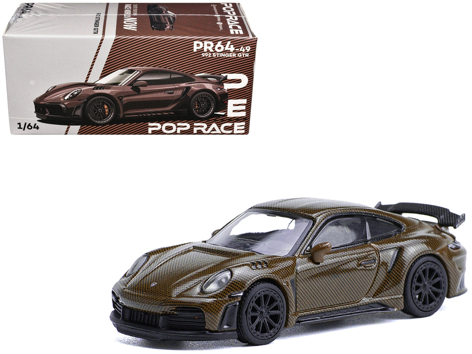 992 Stinger GTR Brown Carbon 1/64 Diecast Model Car by Pop Race - Miniature Motors
