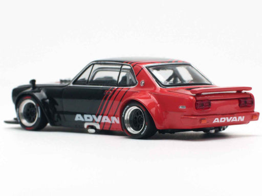 Skyline GT-R V8 Drift "Hakosuka" RHD (Right Hand Drive) "Advan" Black and Red 1/64 Diecast Model Car by Pop Race