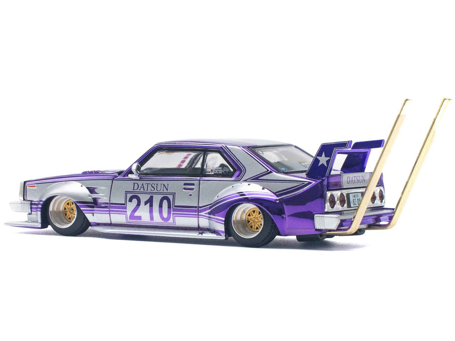 Skyline C210 Kaido Racer "Bosozoku Style" RHD (Right Hand Drive) #210 Purple and Silver 1/64 Diecast Model Car by Pop Race