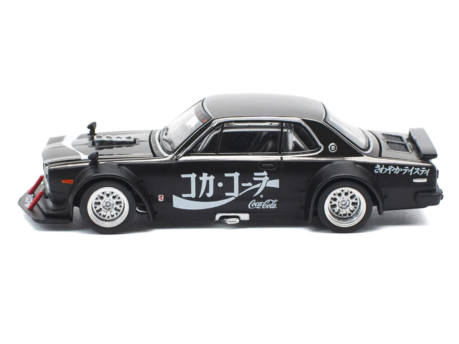 Skyline GT-R V8 Drift "Hakosuka" RHD (Right Hand Drive) "Coca-Cola" Black 1/64 Diecast Model Car by Pop Race
