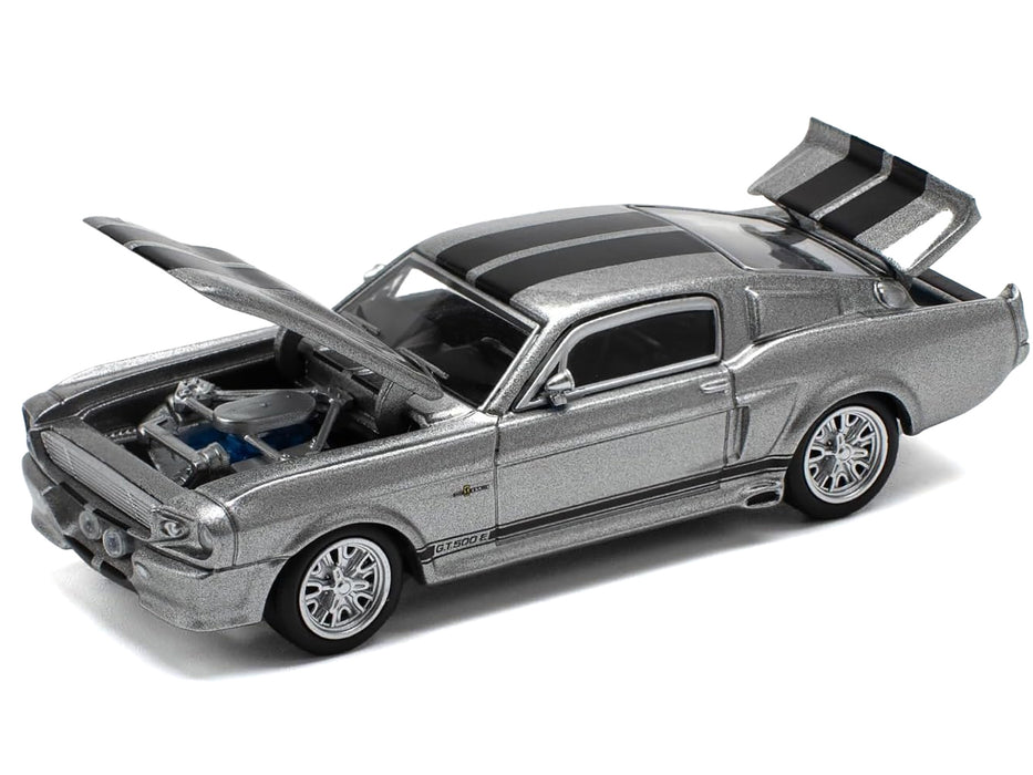 Shelby Mustang GT500 Gray Metallic with Black Stripes 1/64 Diecast Model Car by Pop Race