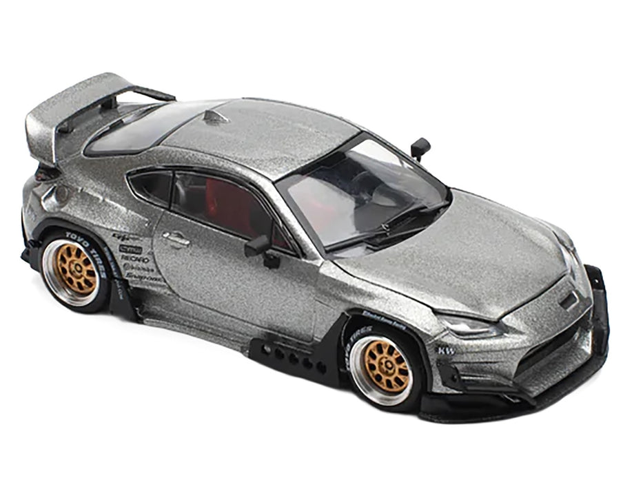 Toyota Pandem GR86 Silver Metallic 1/64 Diecast Model Car by Pop Race