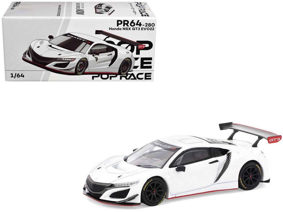 Honda NSX GT3 EVO22 White 1/64 Diecast Model Car by Pop Race