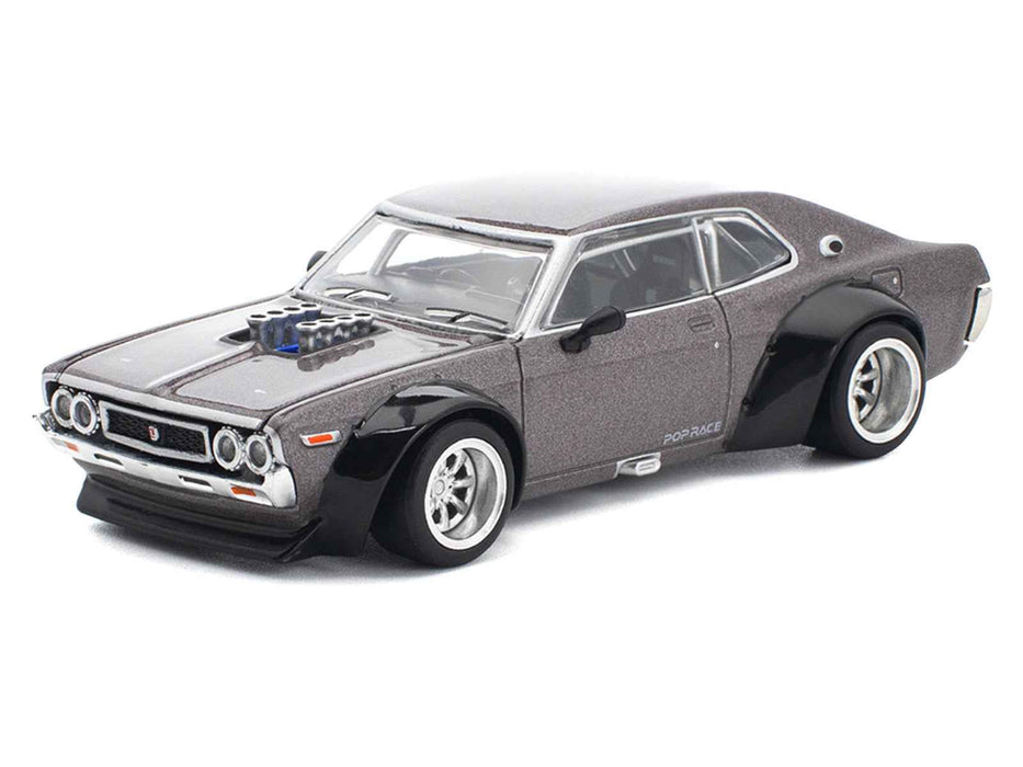Datsun Laurel C130 RHD (Right Hand Drive) Gray Metallic 1/64 Diecast Model Car by Pop Race