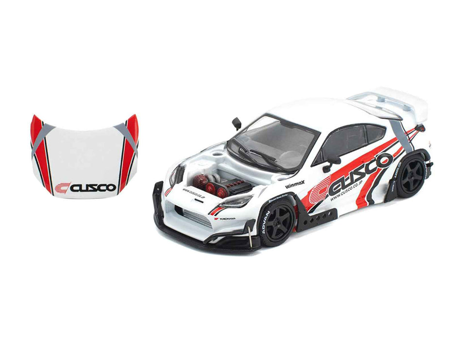 Toyota Pandem GR86 "Cusco" White with Racing Graphics 1/64 Diecast Model Car by Pop Race
