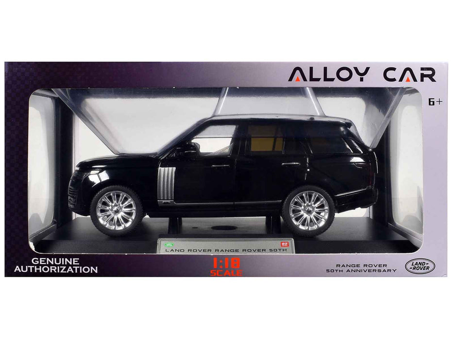 Land Rover Ranger Rover 50th Anniversary Black Metallic with Sunroof 1/18 Diecast Model Car by Heimanba