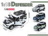 Land Rover Defender 110 Blue Metallic with White Top and Roof Rack 1/18 Diecast Model Car by Heimanba