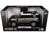 Land Rover Defender 110 Green Metallic with White Top and Roof Rack 1/18 Diecast Model Car by Heimanba