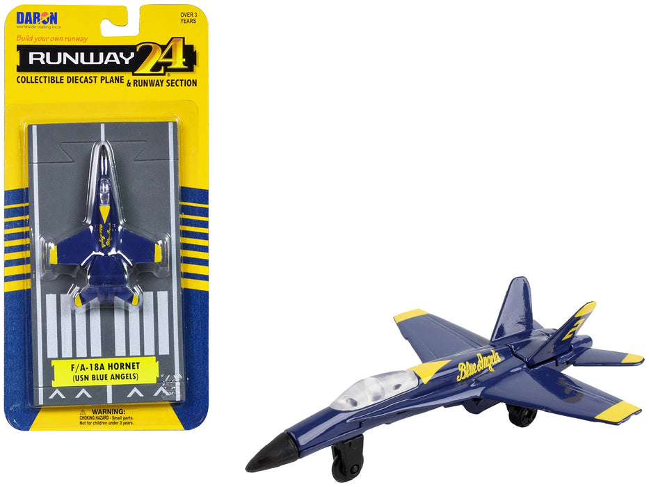 McDonnell Douglas F/A-18A Hornet Fighter Aircraft Blue "United States Navy Blue Angels #2" with Runway Section Diecast Model Airplane by Runway24