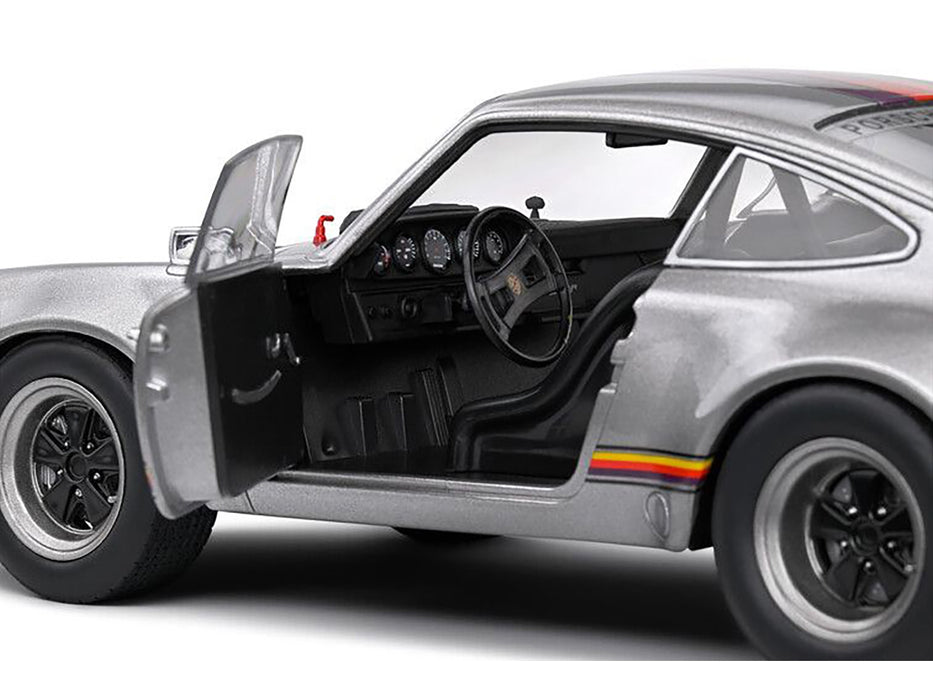 1973 Porsche 911 RSR "Kremer" Silver Metallic with Stripes 1/18 Diecast Model Car by Solido