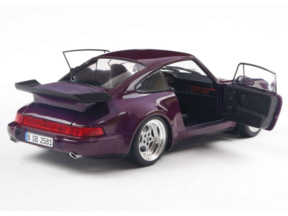 1990 Porsche 911 (964) Turbo Violet Blue Metallic 1/18 Diecast Model Car by Solido