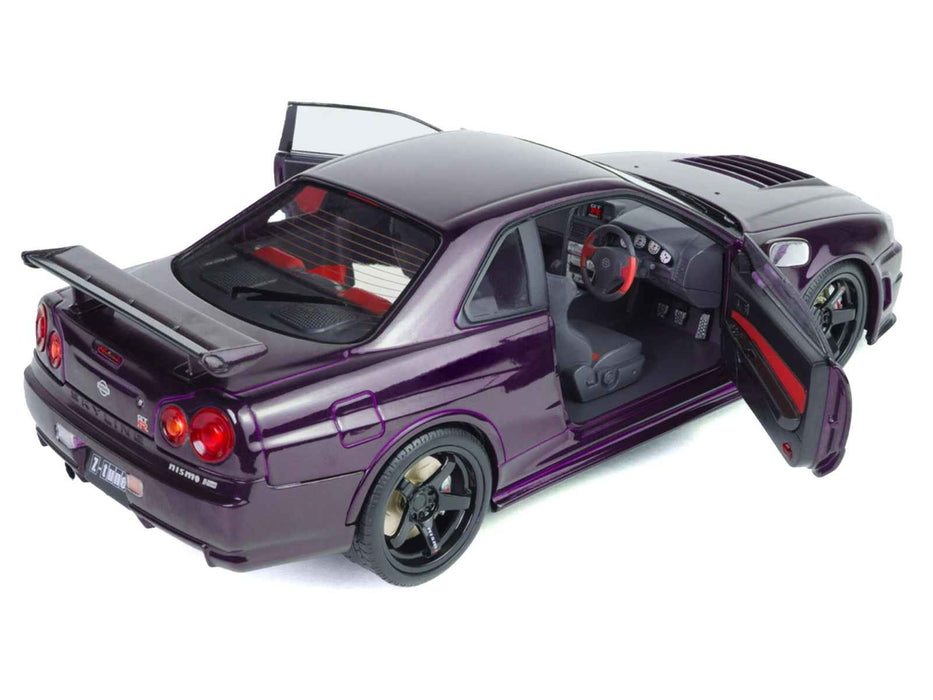 1999 Nissan Skyline GT-R (R34) Z-Tune RHD (Right Hand Drive) Midnight Purple Metallic 1/18 Diecast Model Car by Solido