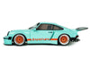 2025 Porsche 911 KS-R by Khyzyl Saleem "Blue Racer" Light Blue with Orange Stripes 1/18 Diecast Model Car by Solido