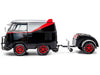2024 Volkswagen Kool Kombi Sport Van with Trailer Black and Silver with Red Stripe 1/18 Diecast Model Car by Solido
