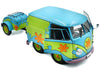 2024 Volkswagen Kool Kombi Van with Trailer "Ghost Hunter" Blue and Green with Graphics 1/18 Diecast Model Car by Solido