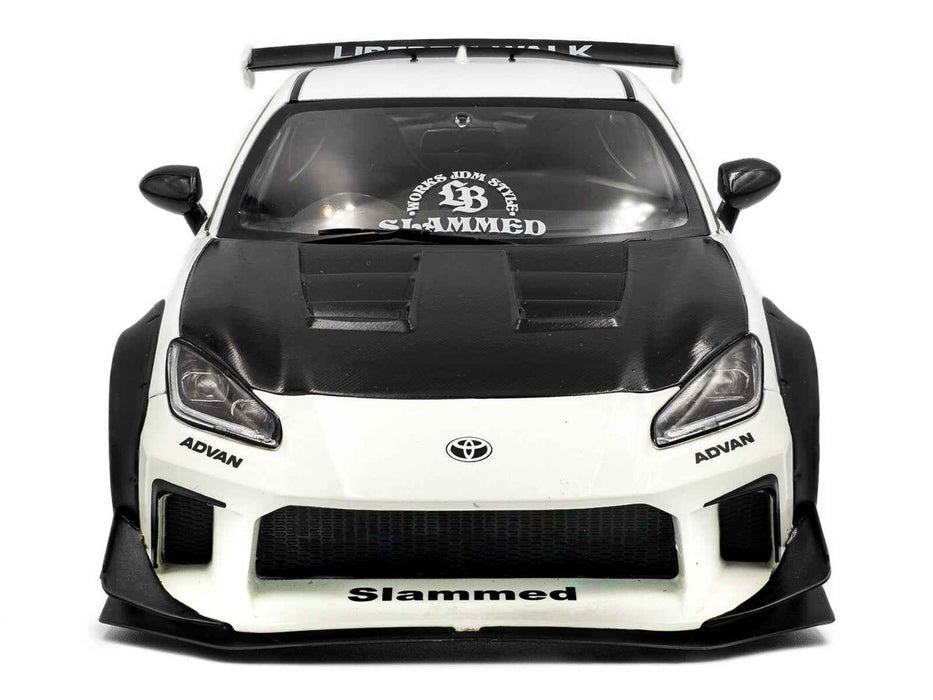2024 Toyota GR86 LBWK Body Kit RHD (Right Hand Drive) Pearl White with Carbon Hood 1/18 Diecast Model Car by Solido