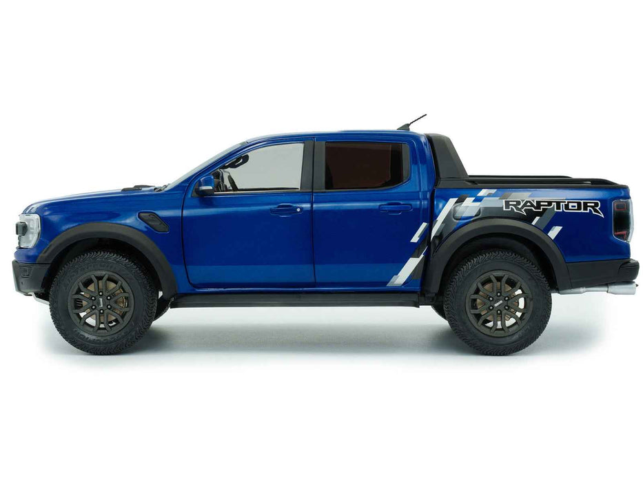 2024 Ford Ranger Raptor Pickup Truck Blue Lightning Metallic 1/18 Diecast Model Car by Solido
