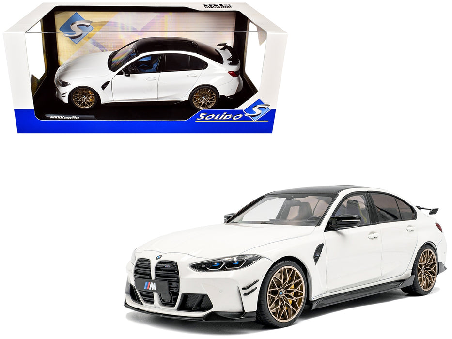 2024 BMW M3 Competition Alpine White with Carbon Top 1/18 Diecast Model Car by Solido