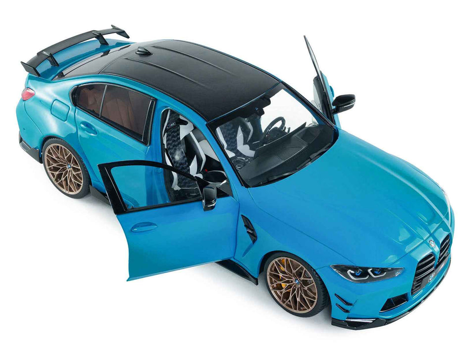 2024 BMW M3 Competition Daytona Beach Blue with Carbon Top 1/18 Diecast Model Car by Solido