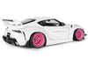 2025 Toyota GR Supra "Liberty Walk" Body Kit White Metallic with Pink Wheels 1/18 Diecast Model Car by Solido