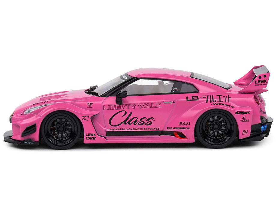 2019 Nissan GT-R (R35) LB-Silhouette Works RHD (Right Hand Drive) Pink with Graphics 1/43 Diecast Model Car by Solido