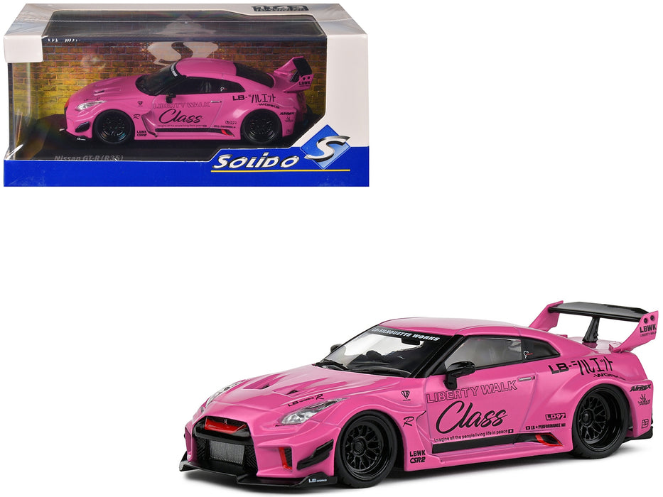 2019 Nissan GT-R (R35) LB-Silhouette Works RHD (Right Hand Drive) Pink with Graphics 1/43 Diecast Model Car by Solido