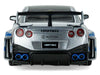 2020 Nissan GT-R (R35) Liberty Walk Silhouette RHD (Right Hand Drive) Silver Metallic with Black Top and Blue Graphics 1/43 Diecast Model Car by Solido