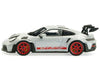 2023 Porsche 911 (992) GT3 RS Ice Gray Metallic with Pyro Red Stripes 1/43 Diecast Model Car by Solido