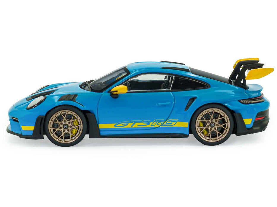 2023 Porsche 911 (992) GT3 RS "Tribute to 24 Hours of Daytona 2003" Riviera Blue with Yellow Stripes 1/43 Diecast Model Car by Solido