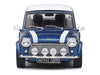 1994 Mini Cooper Sport Tahiti Blue Metallic with White Top and Stripes 1/43 Diecast Model Car by Solido